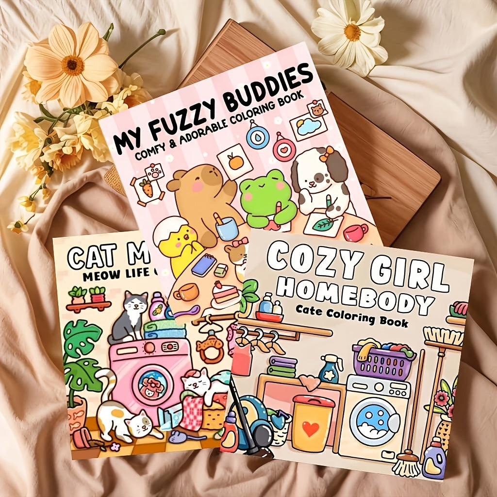 a 3pcs set relaxing stress relieving coloring books