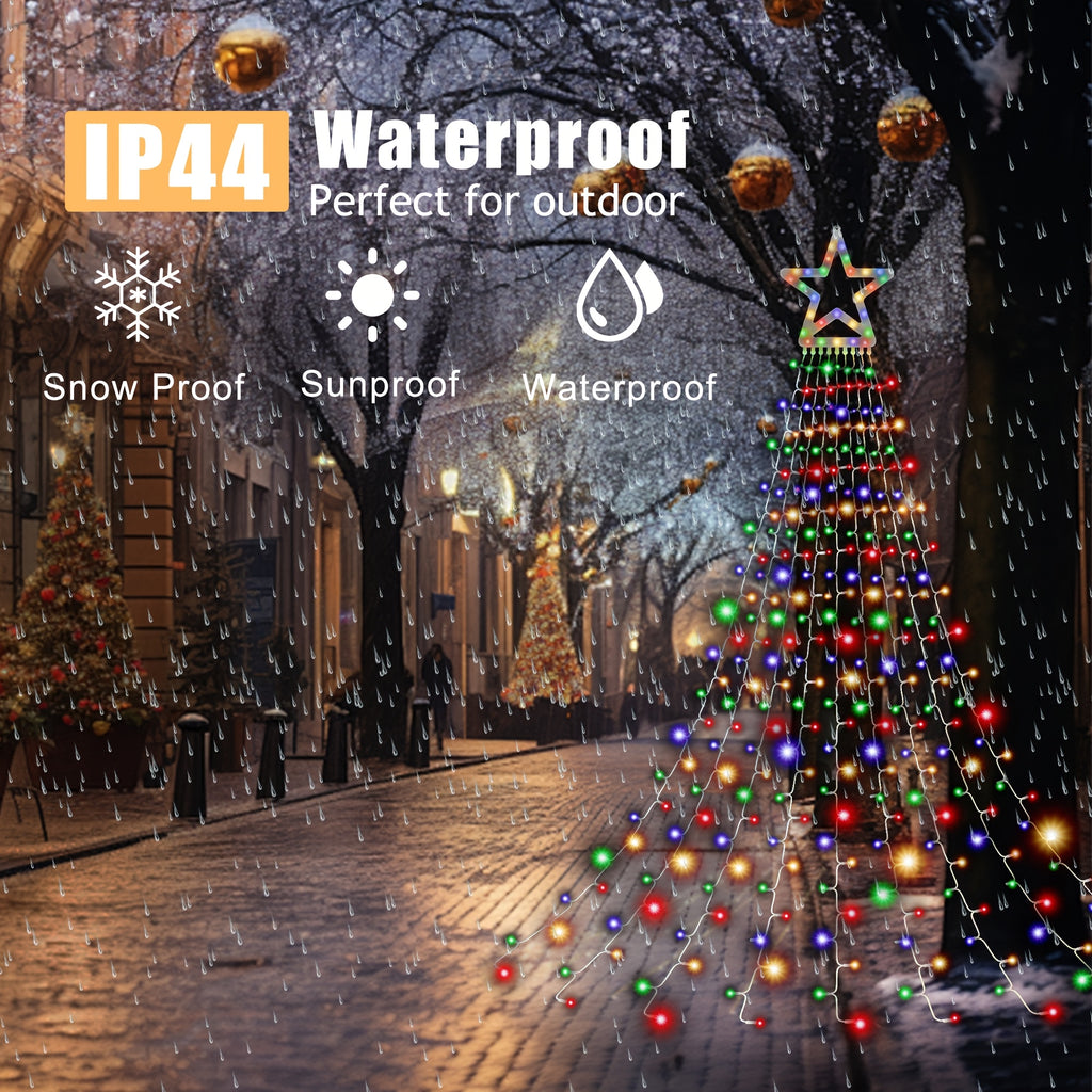11 48   colorful christmas outdoor waterfall star shaped