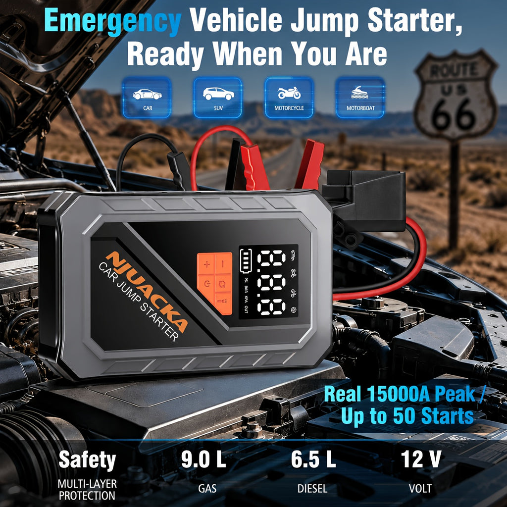 15000a 8 in 1 portable car jump starter air compressor 150