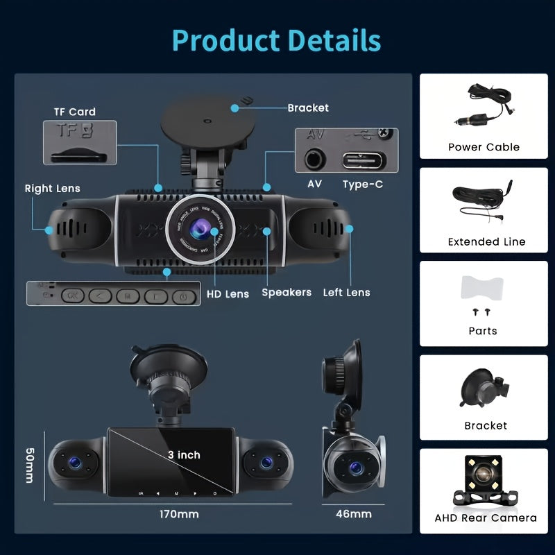 360 panoramic car dash cam fhd 1080p 4   0