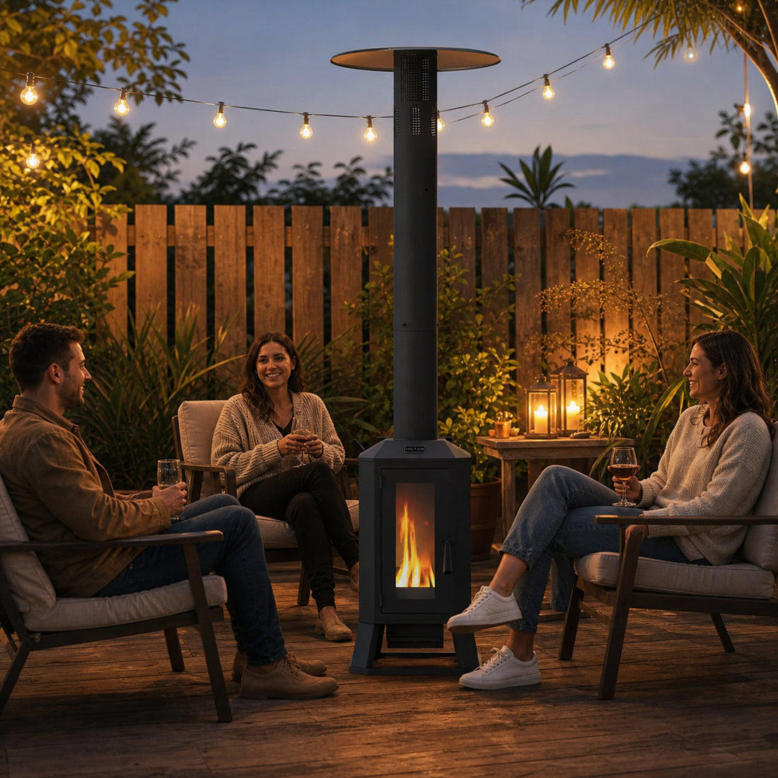 70,000 BTU Wood Pellet Patio Heaters with Wheels & Glass Window, Outdoor Heater for Patio, Backyard & Commercial Use