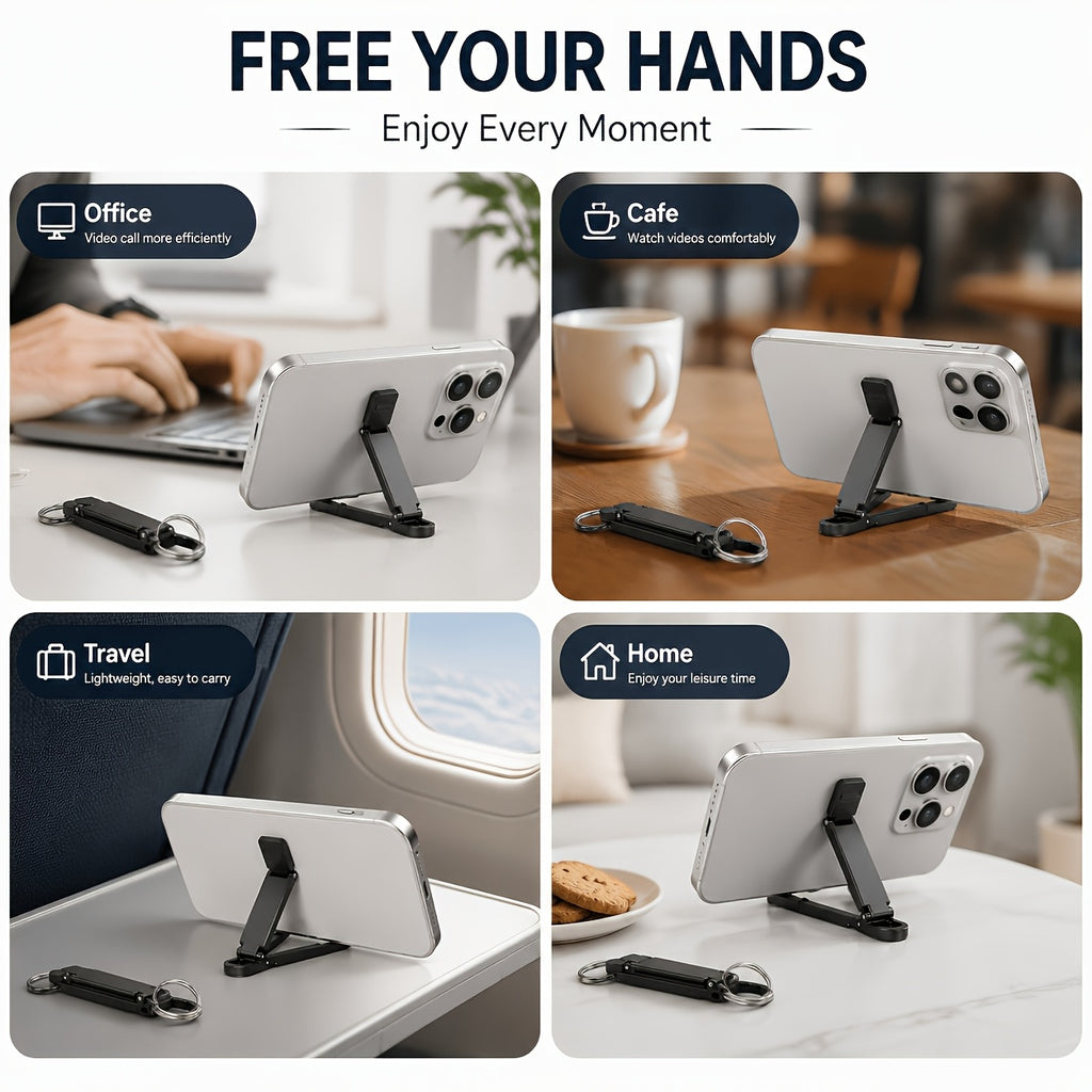 foldable mini keychain phone stand spring hook portable
