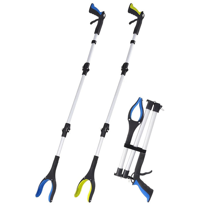 tri fold blue extra long 43 inch foldable trash grabber