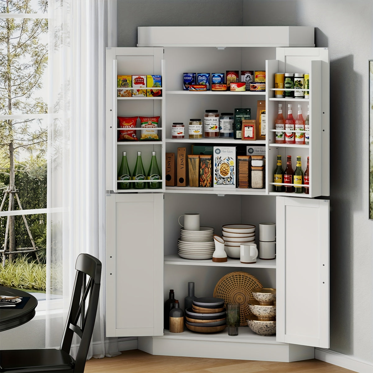 71 farmhouse kitchen pantry cabinet doors shelves tall