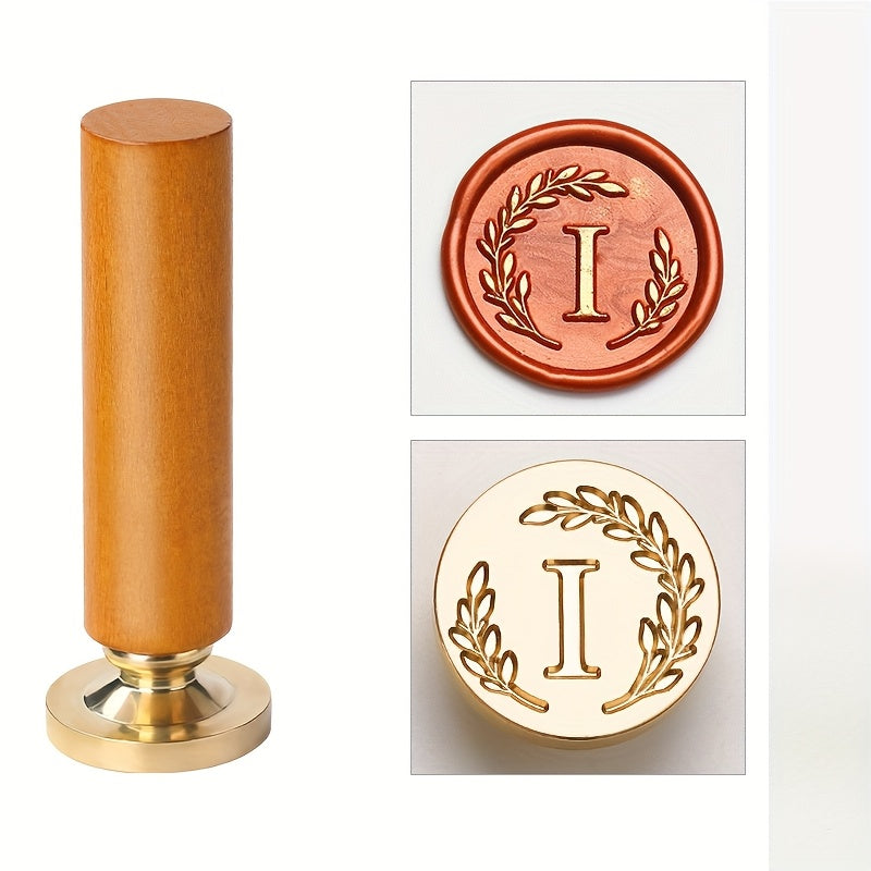1 set retro letter wax sealing set yellow wooden handle wax