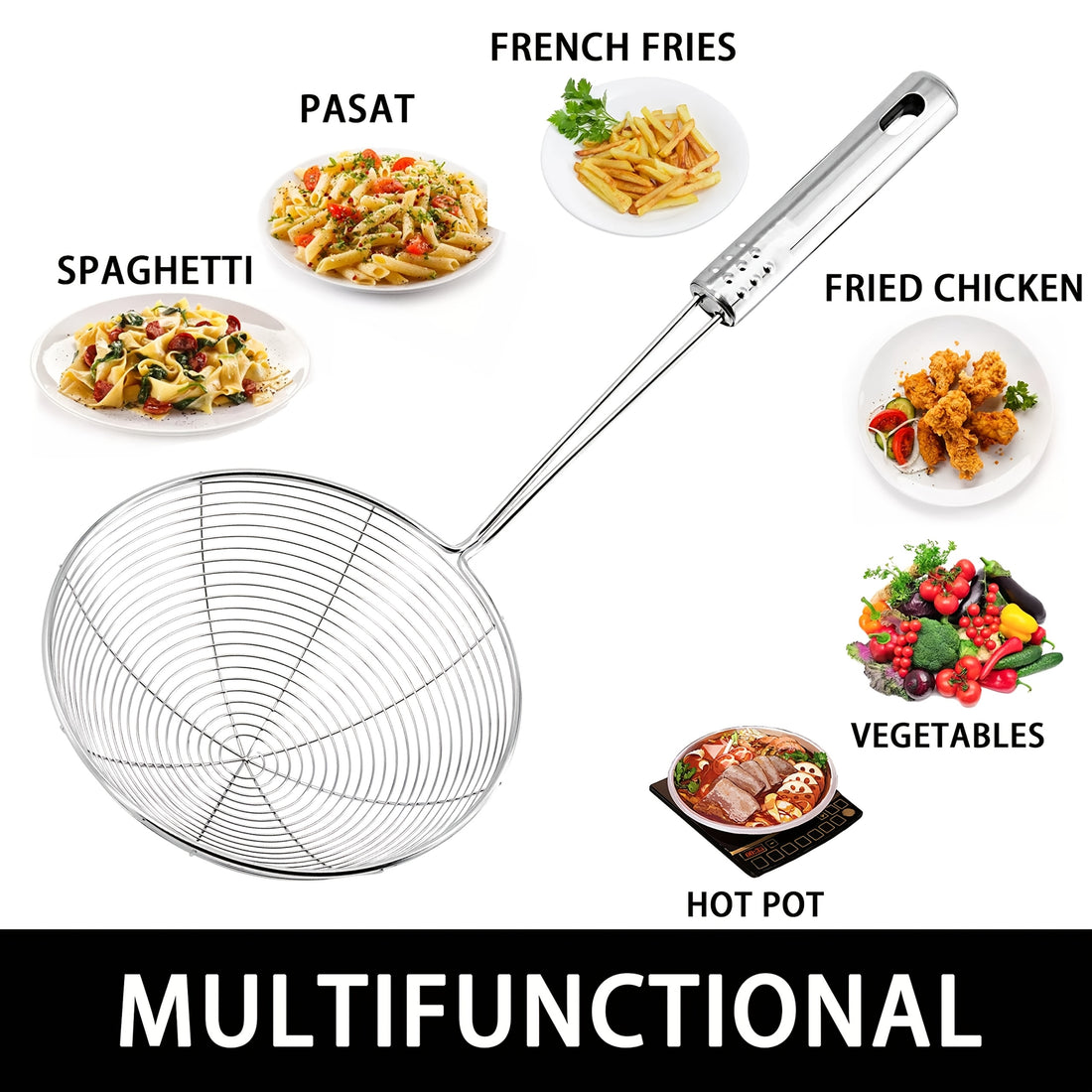 1 stainless steel   web design strainer spoon