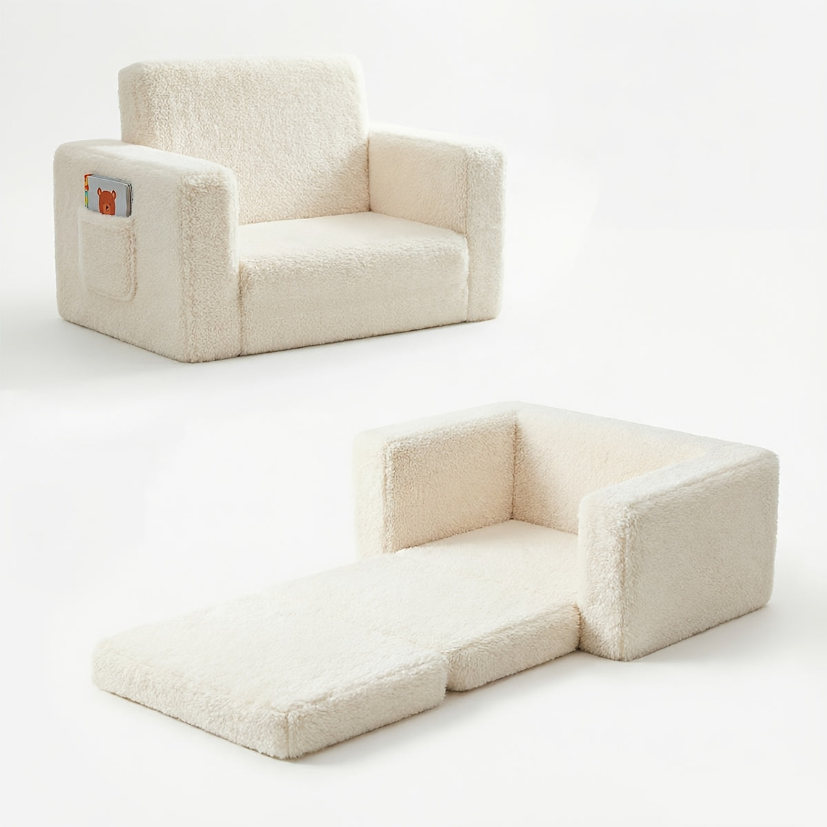 kids sofa 2 in 1 convertible recliner chair soft plush gray