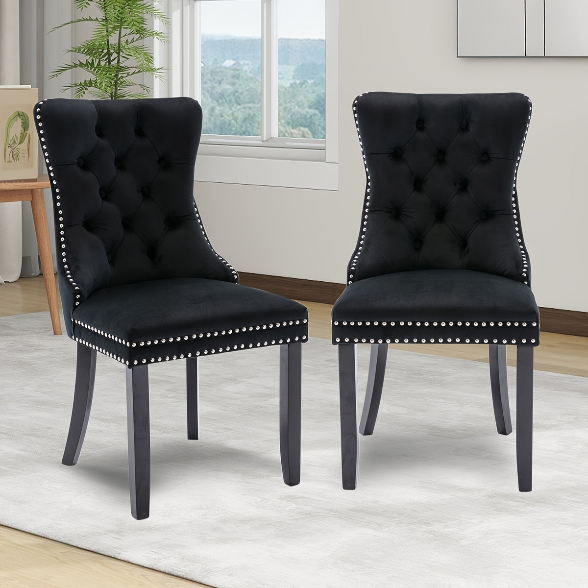 velvet upholstered dining chairs set 2 wingback dining room