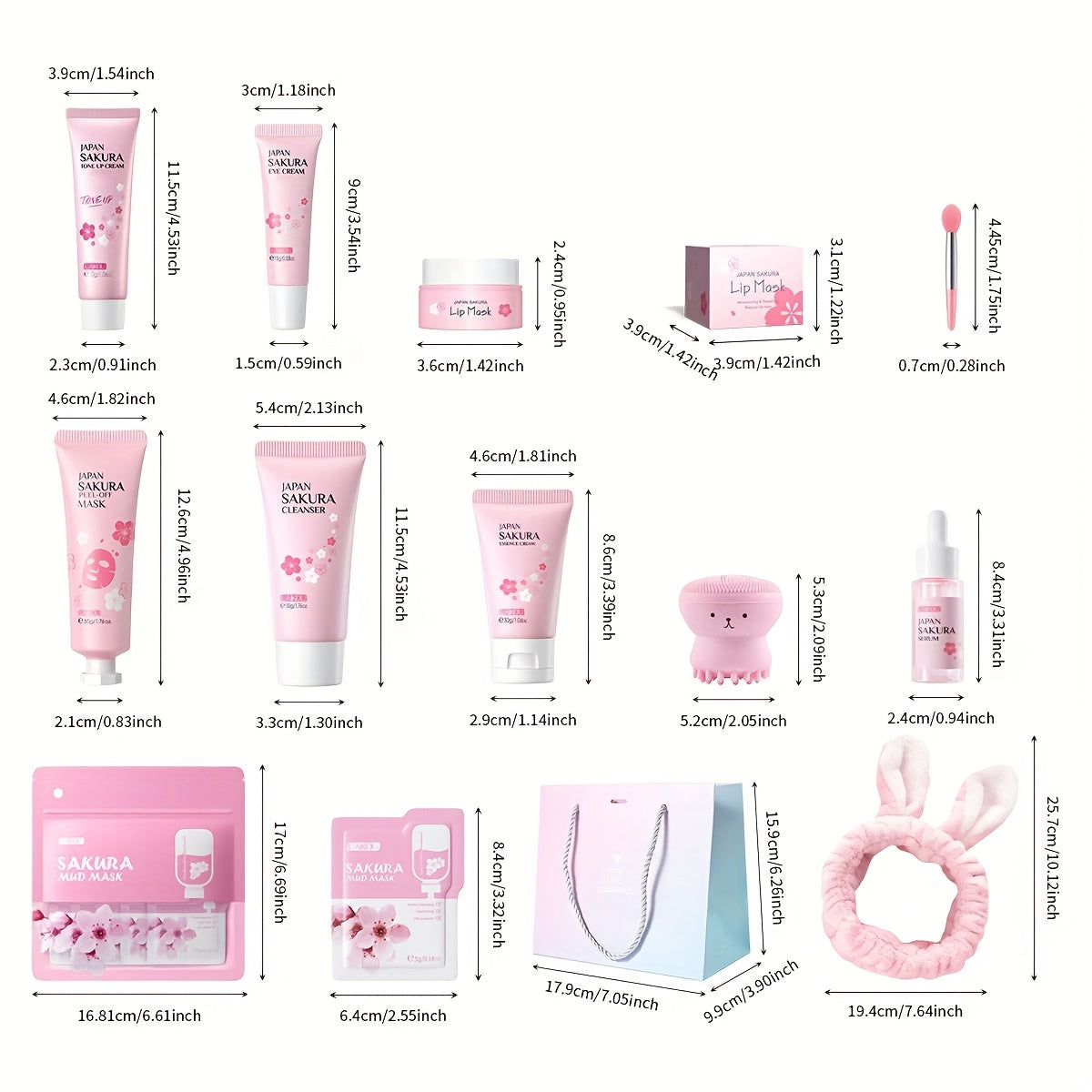 10pcs sakura skin care kit skin types day   gentle