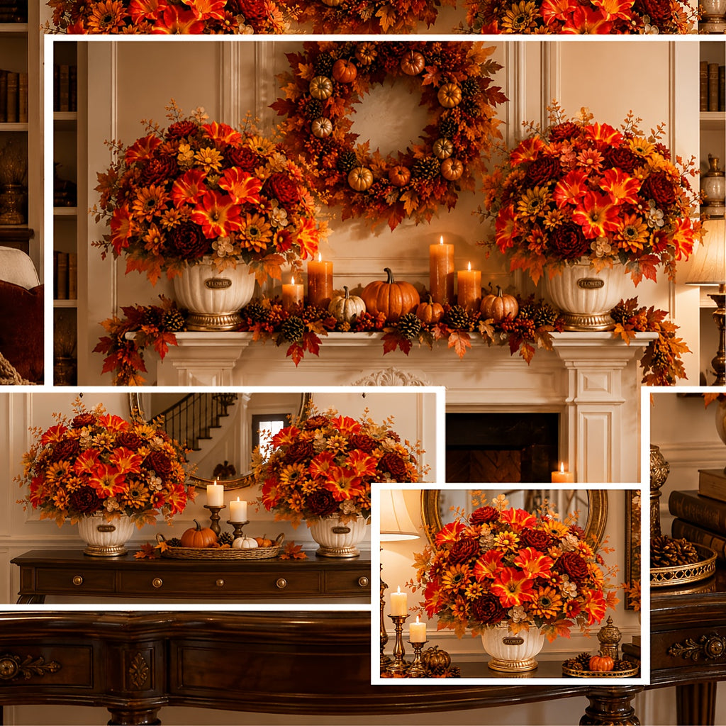 6 bunches outdoor artificial autumn flowers holiday