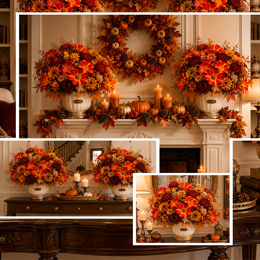 6 bunches outdoor artificial autumn flowers holiday