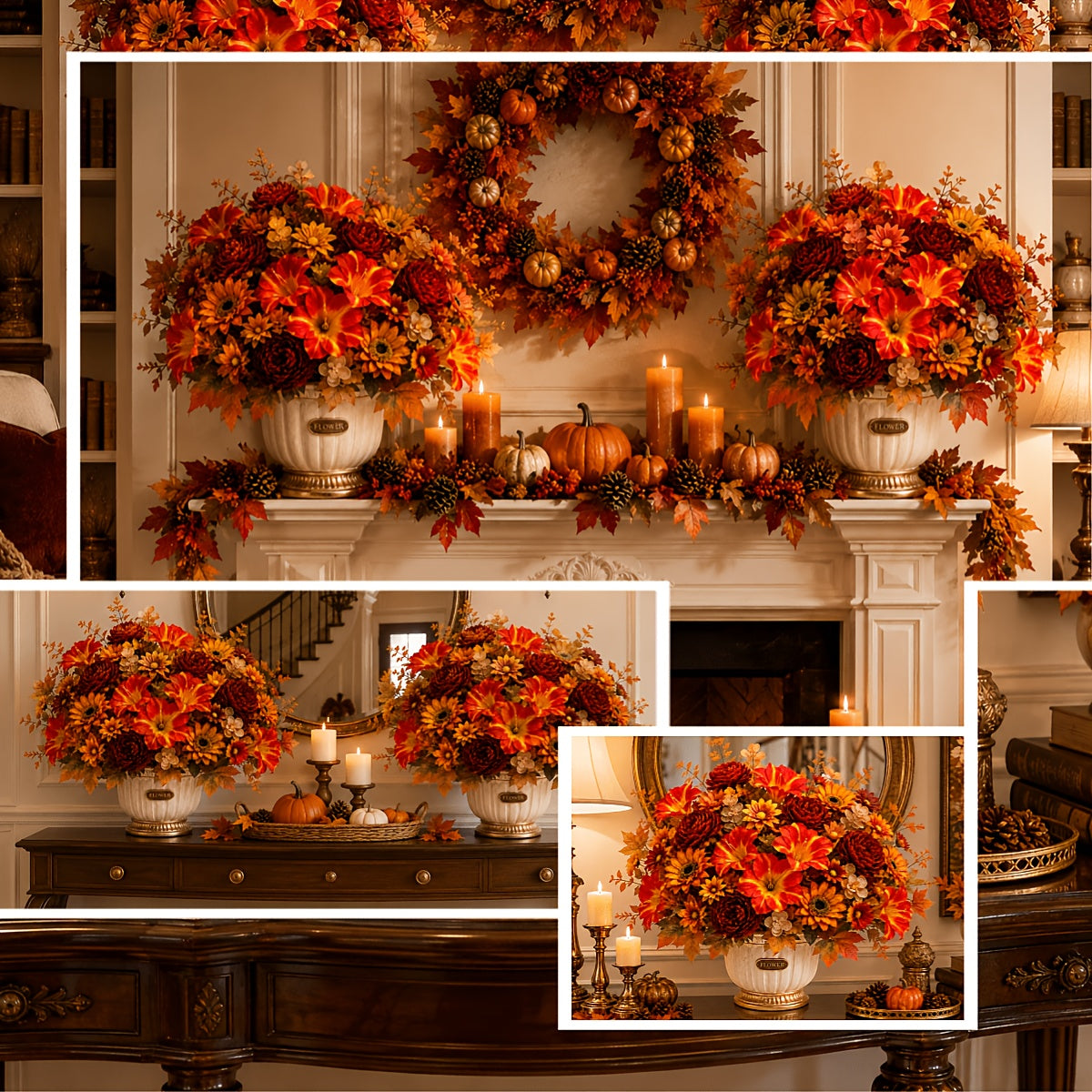 6 bunches outdoor artificial autumn flowers holiday