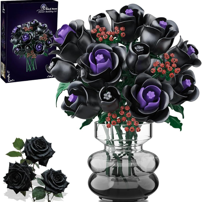 set building blocks featuring black roses part a botanical