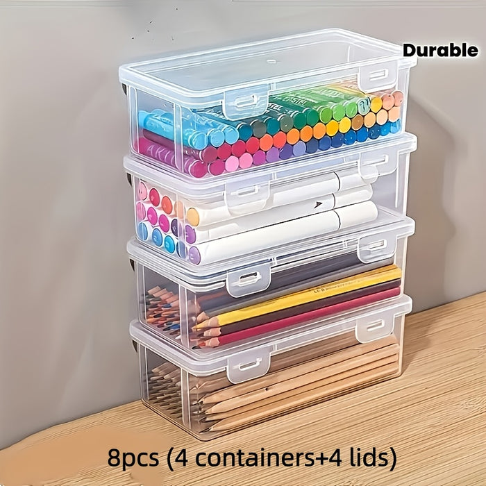 8pcs set 4 large clear frosted pp storage containers lids