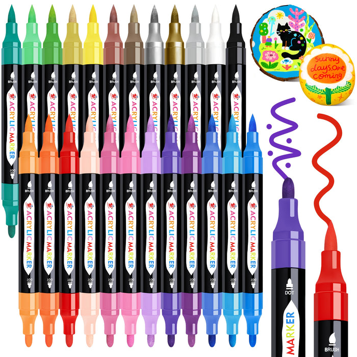 best crafts 24 colors dual tip acrylic paint markers non