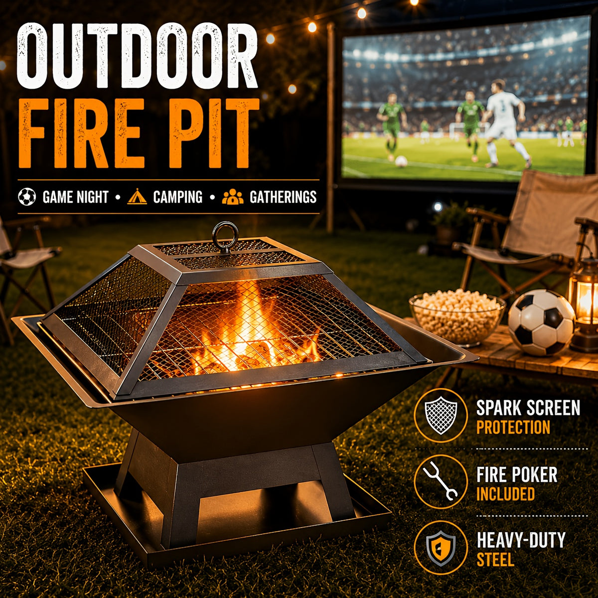 portable 4 in 1 wood burning fire pit removable cooking