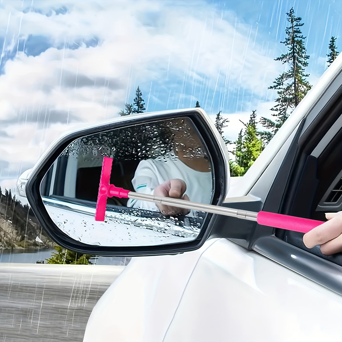 1pc handheld telescopic car brush portable rearview mirror