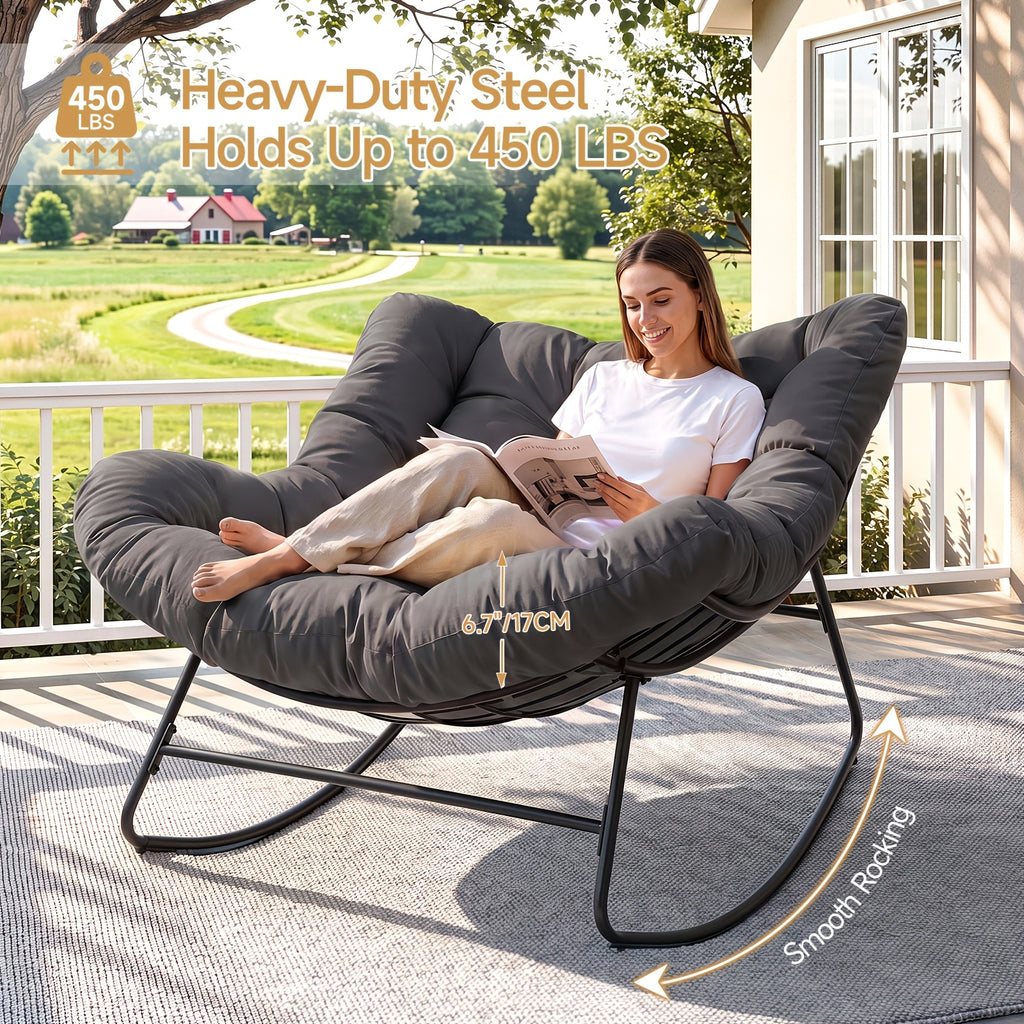 outdoor papasan rocking chair 450 lbs oversized comfy patio