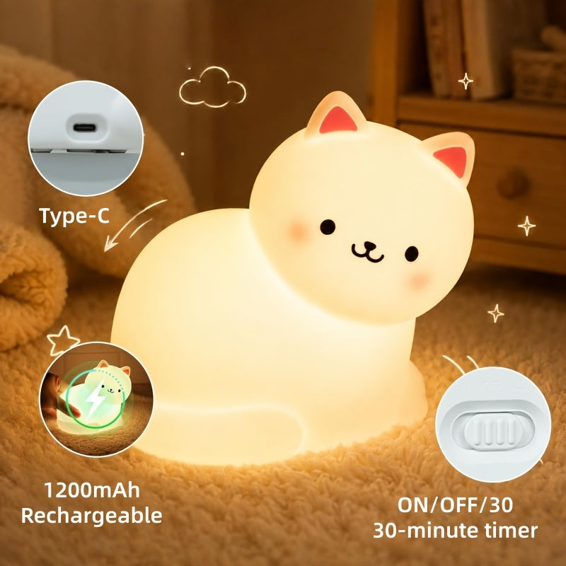 childrens cat night light 7 rgb color cycling   tap