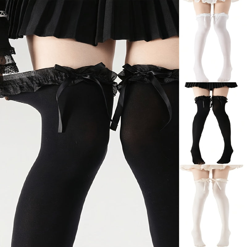 1 pair bow lace knee socks perfect   retro y2k