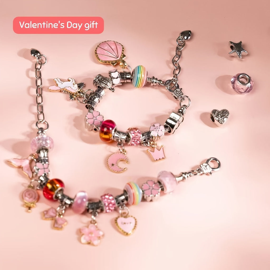 67pcs diy charm bracelet bead kit unicorn mermaid crafts