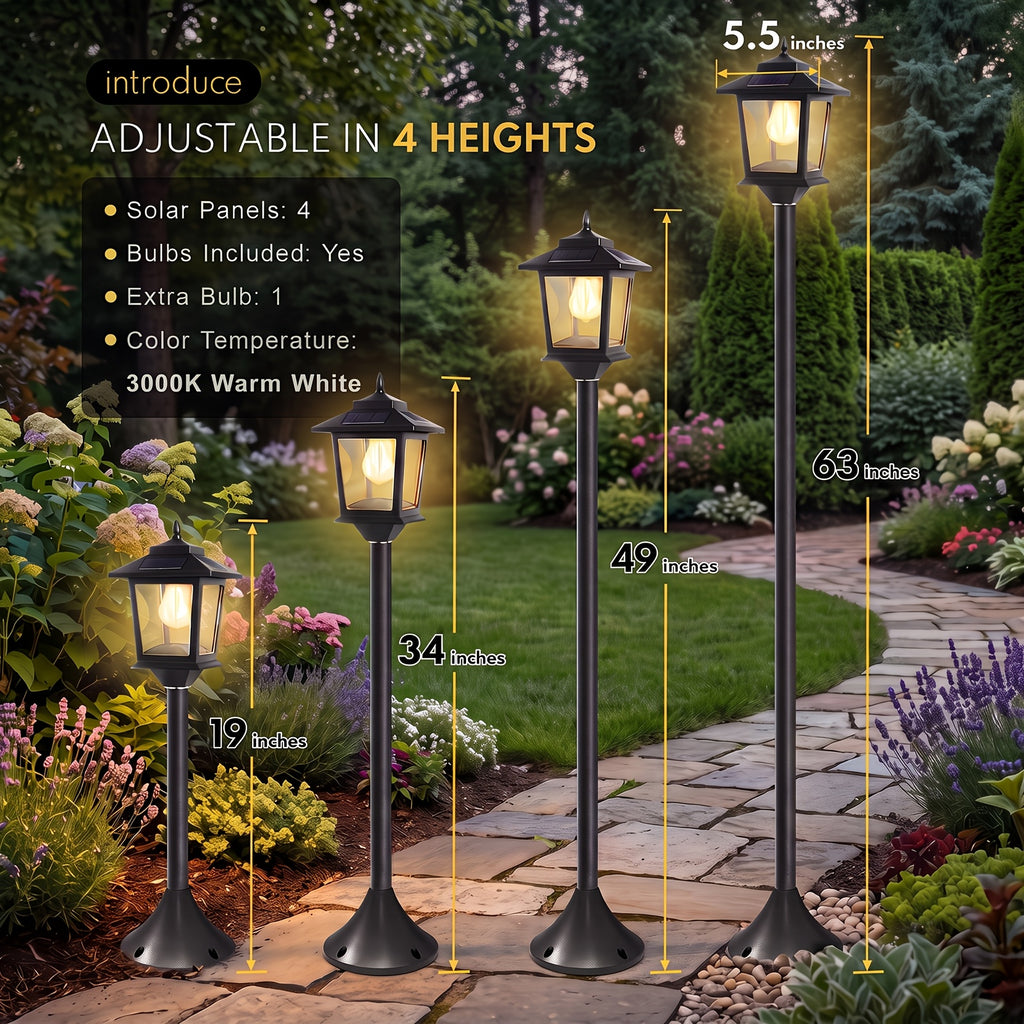 2 pack 63in solar lamp post lights outdoor post lights ip44