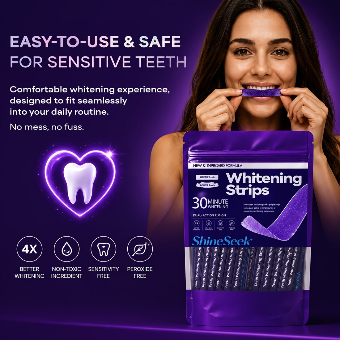 14pcs 7pairs 30 minute quick purple pap teeth strips
