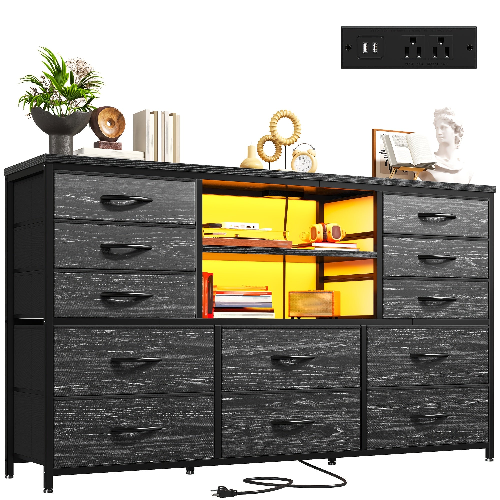 tv stand dresser 60tv entertainment center led lights power