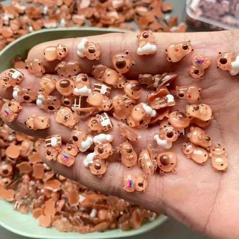 111 mini capybara figurine set nail art decorative additions