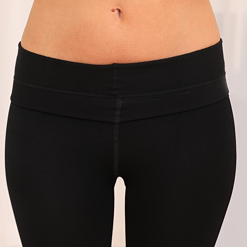 black thickened womens elegant leggings 1 pair solid color
