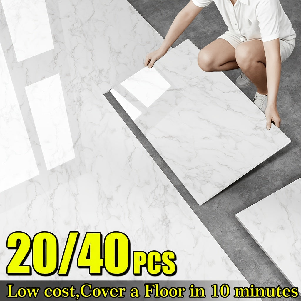 20 40 pack glossy marble floor stickers wall tiles self