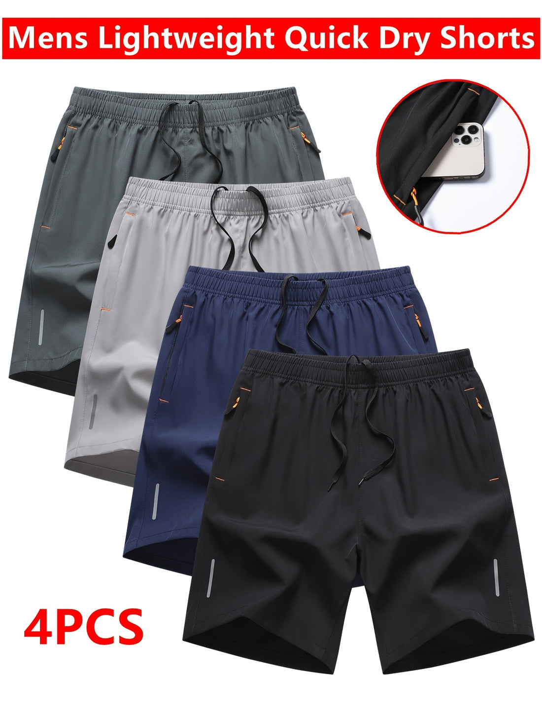 4pcs mens summer athletic shorts quick dry lightweight