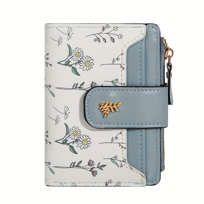 floral print hardware button bifold wallet temu