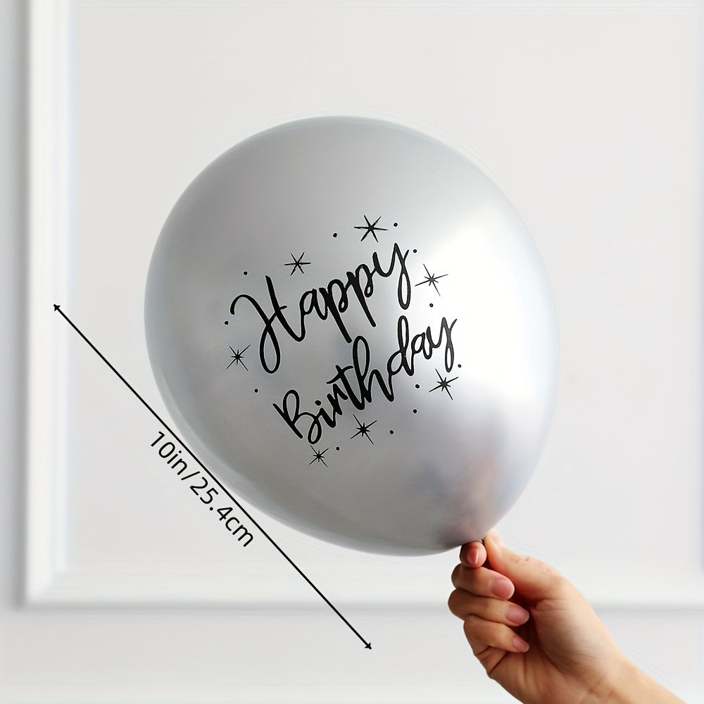 printed happy birthday multicolor metallic latex balloons