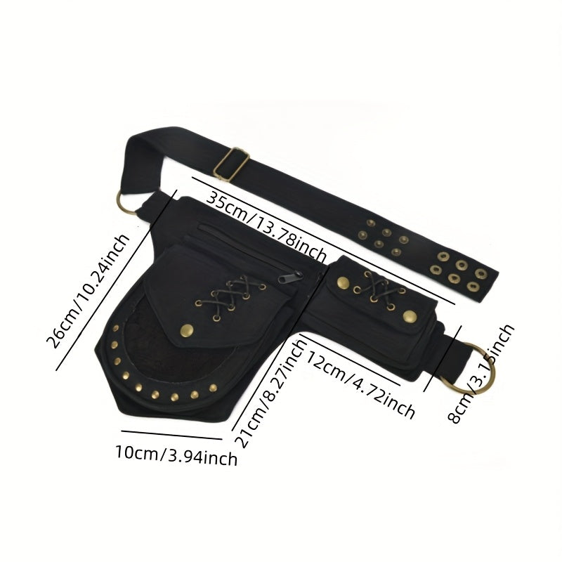 fashionable retro studded outdoor casual waist bag women