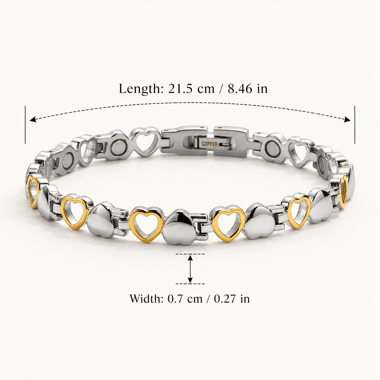 pure copper bracelet women two tone silver golden