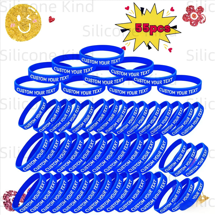 custom 55pcs inspirational quote rubber wristbands bulk