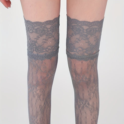 1 pair youth lace floral pattern tights thin long socks