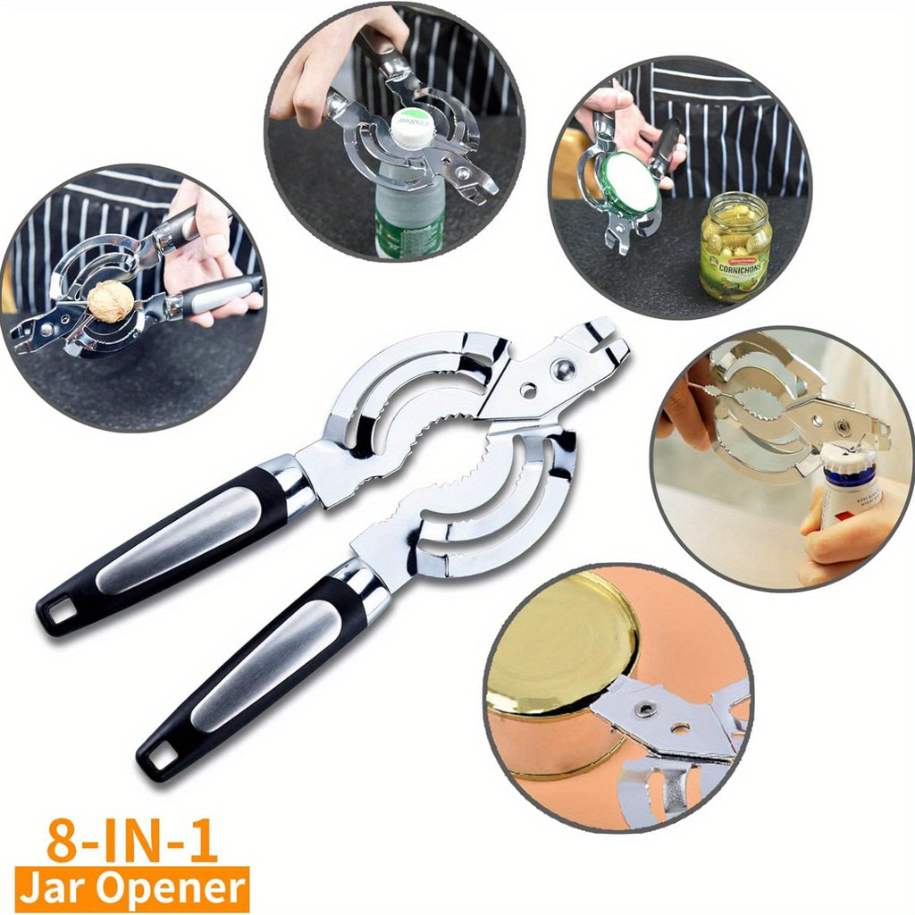 jar opener bottle opener black plastic handle ergonomic lid