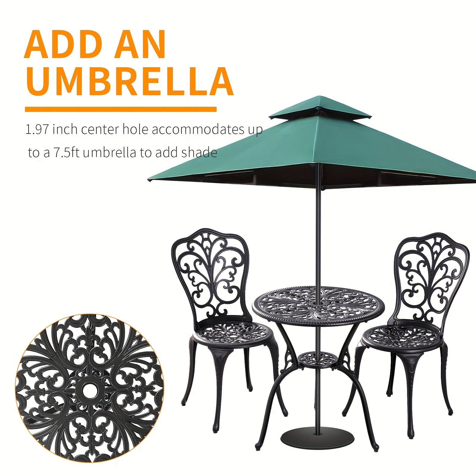 set 3pcs outdoor cast aluminum outdoor bistro