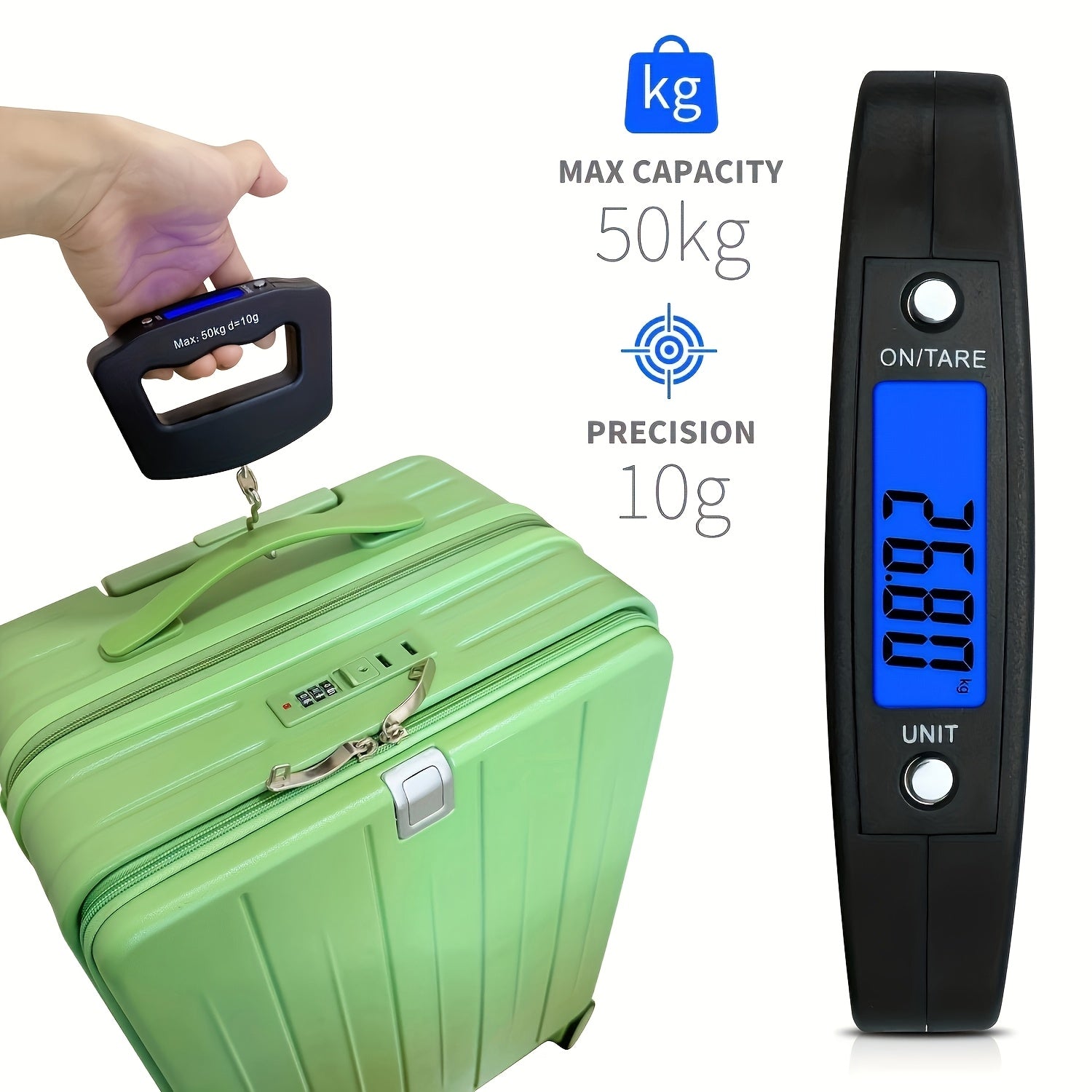 1pc 110 lbs 50 kg digital hand luggage hanging scale