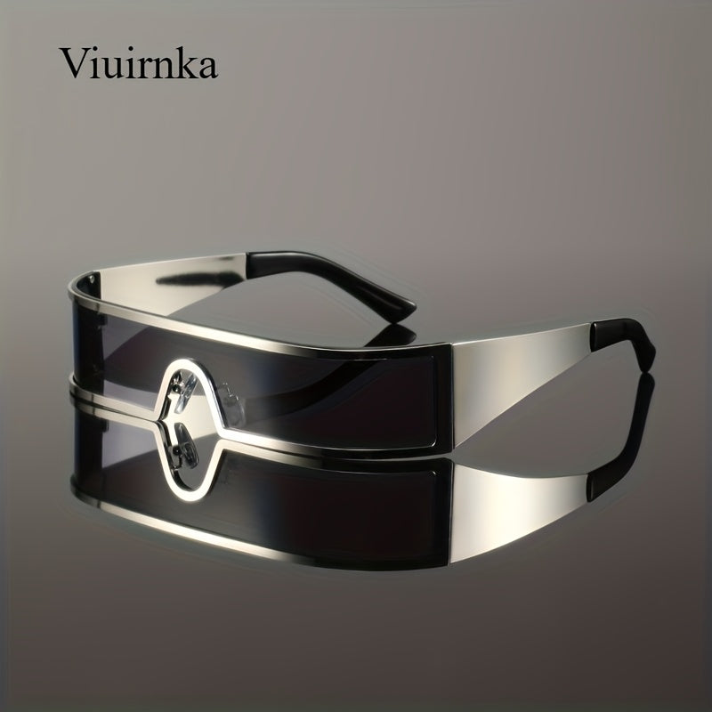 viuirnka mens fashion glasses cyberpunk metal wraparound