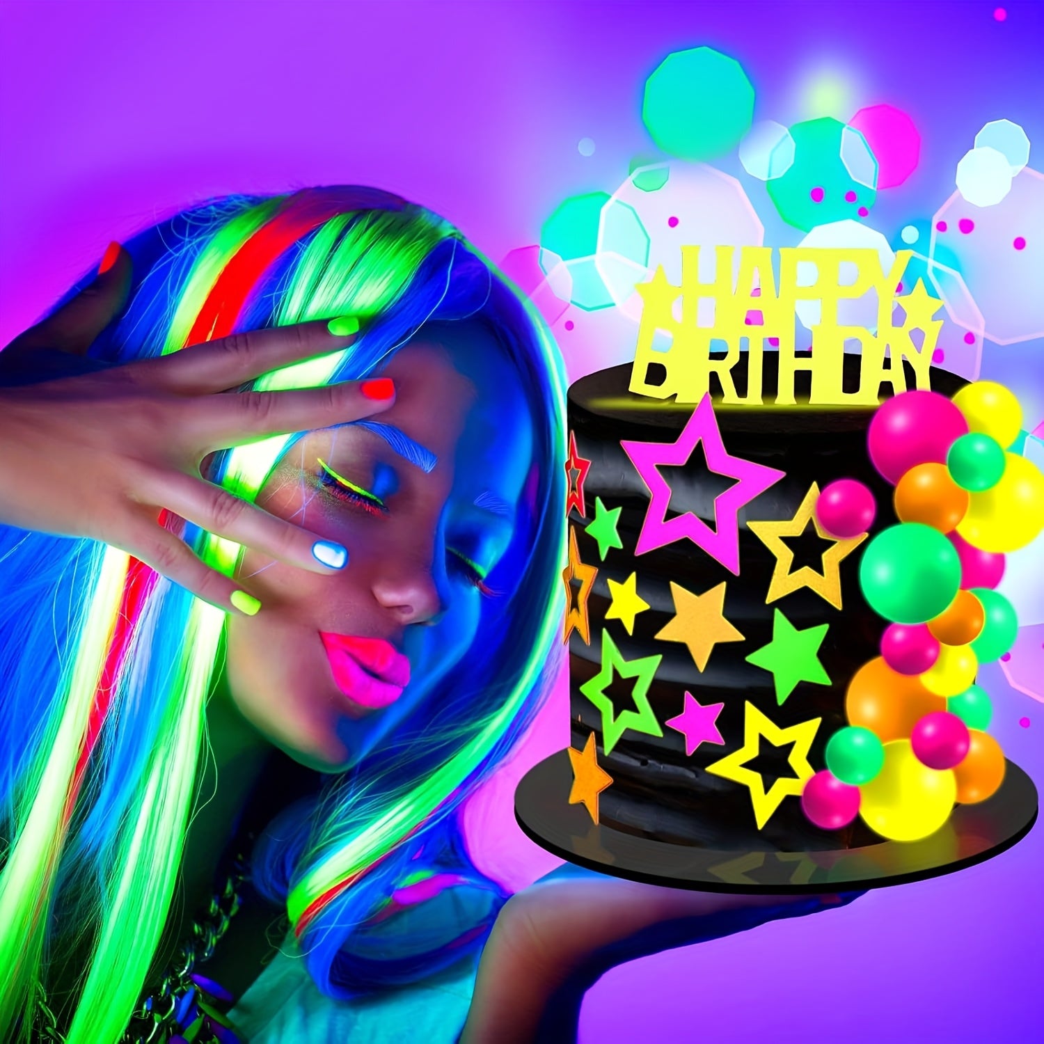 decorating set stars balloons happy birthday paper
