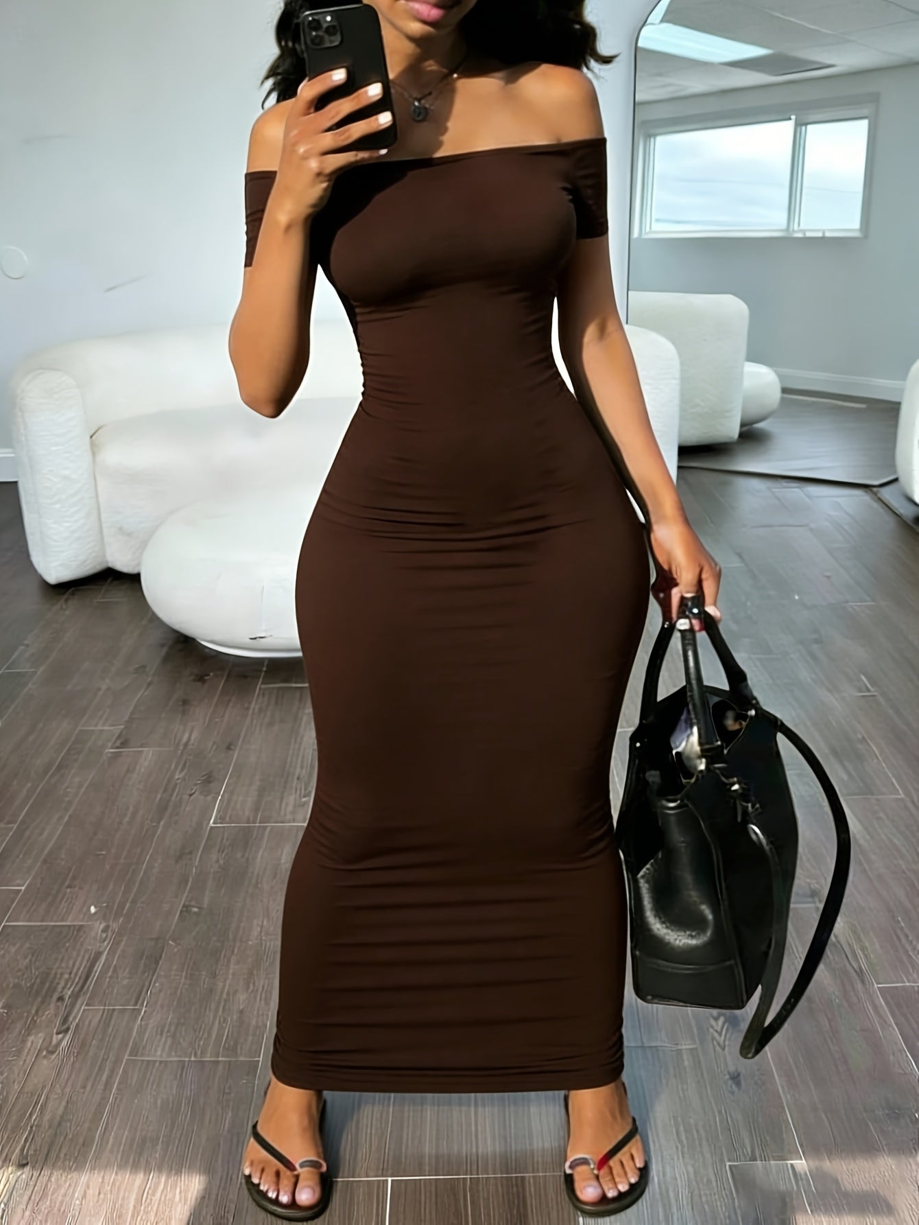 womens solid color shoulder short sleeve dress temu