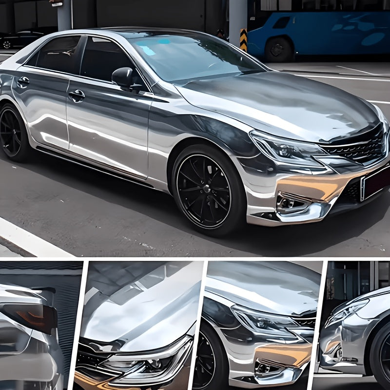 1pc 205cm long automotive mirror silvery car wrap film a