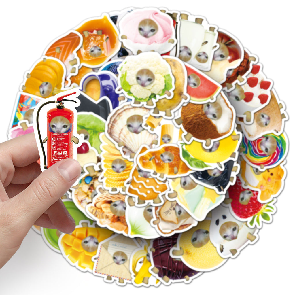 50pcs kitten head meme stickers vintage cute aesthetic funny