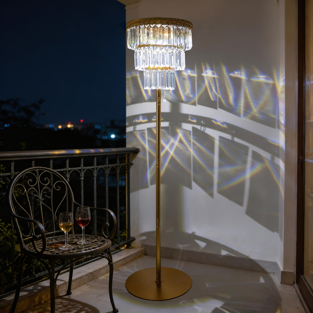solar outdoor floor lamp 4ft crystal   waterproof