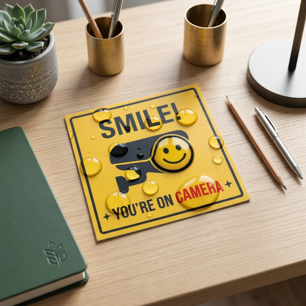 1pc smile monitoring reminder sticker security camera