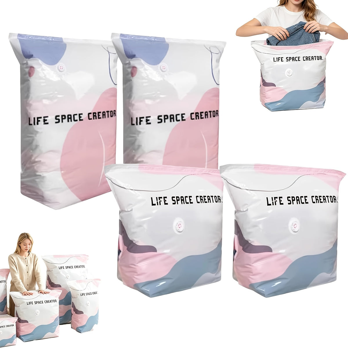 4pcs vacuum bag without pump no pump vacuum storage bags 3d