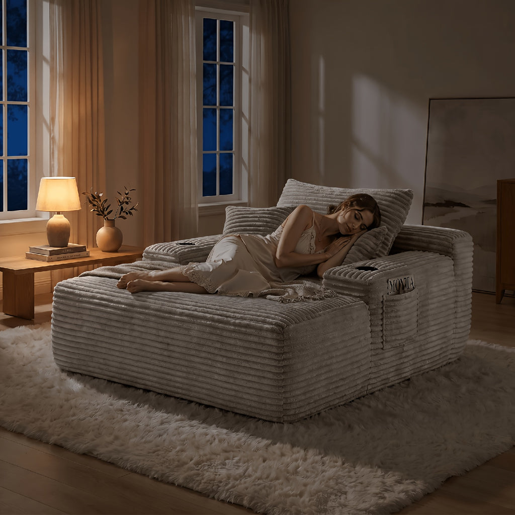 extra large boneless sofa chaise lounge cup holder side